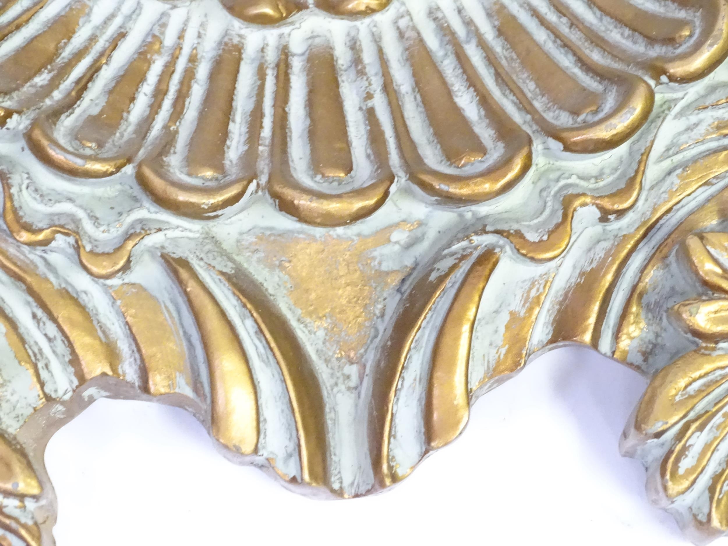 A gilt architectural / decorative moulding, with shell and floral motifs , 31" wide x 15" tall - Image 6 of 6