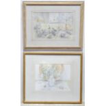 Julia A. Greenwood, 20th century, Watercolours, Two still life studies, one depicting a base of