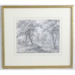 Amos Green (1735-1807), Monochrome watercolour, A park landscape with deer. Ascribed verso.