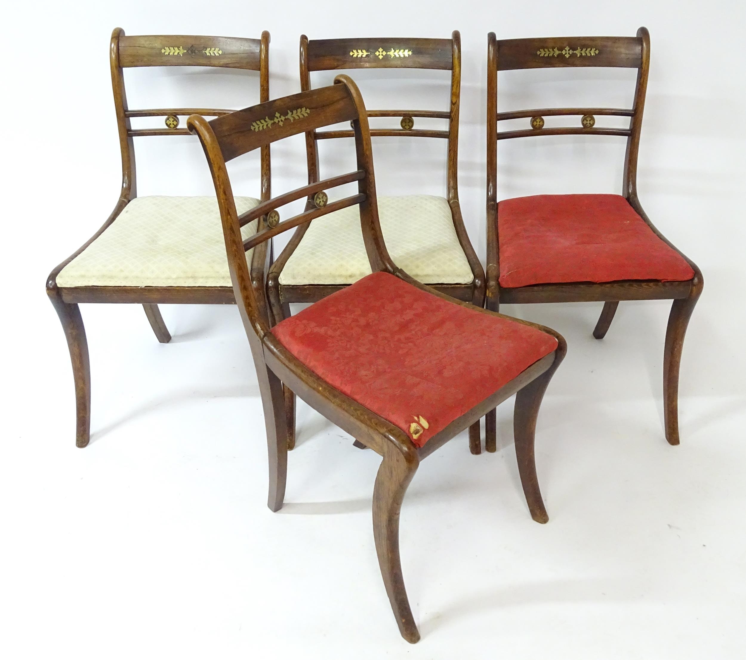 Four regency rosewood chairs with brass inlay. 31" high overall Please Note - we do not make - Bild 5 aus 11