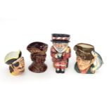 Four assorted character jugs to include Royal Doulton The Poacher, an Old Staffs Toby by Shorter &