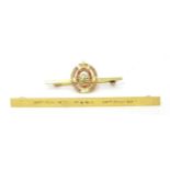 Militaria, Major H. R. Lawrence, Indian Army: A 15ct gold brooch / lapel pin with enamel detail to