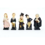 Five Royal Doulton Charles Dickens figures to include Sam Weller, Oliver Twist, Jingle, Buzz Fuzz,