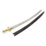 Militaria / Arms & Armour : a late 19th / early 20thC Indian Talwar sword, the 33" steel curved