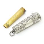 A Victorian silver cheroot mouthpiece case with engraved decoration, hallmarked Birmingham 1897.