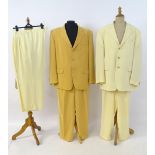 Vintage fashion / clothing: 2 x men's Decimo Hombro suits to include a cream jacket and 2 pairs of