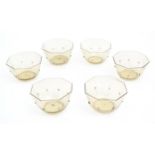 A set of six Salviati Venetian Renaissance Revival glass bowls, the octagonal bowls with trailed
