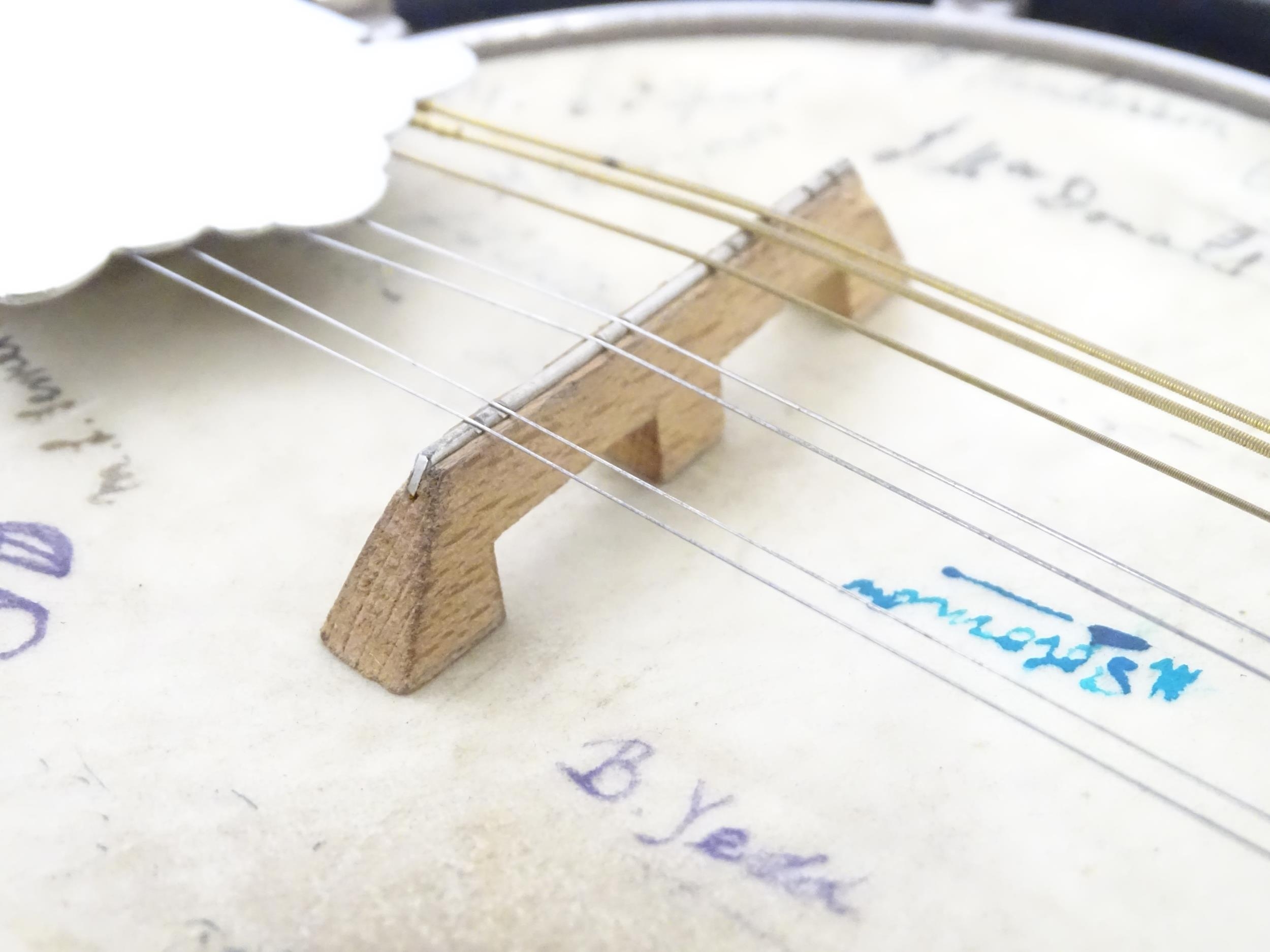 Musical Instrument: a mid 20thC cased Banjo Mandolin, the head bearing various autographs, approx - Image 7 of 8