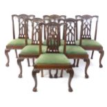 A set of six late 19thC Chippendale style mahogany dining chairs by 'W.Walker & Son'. The chairs