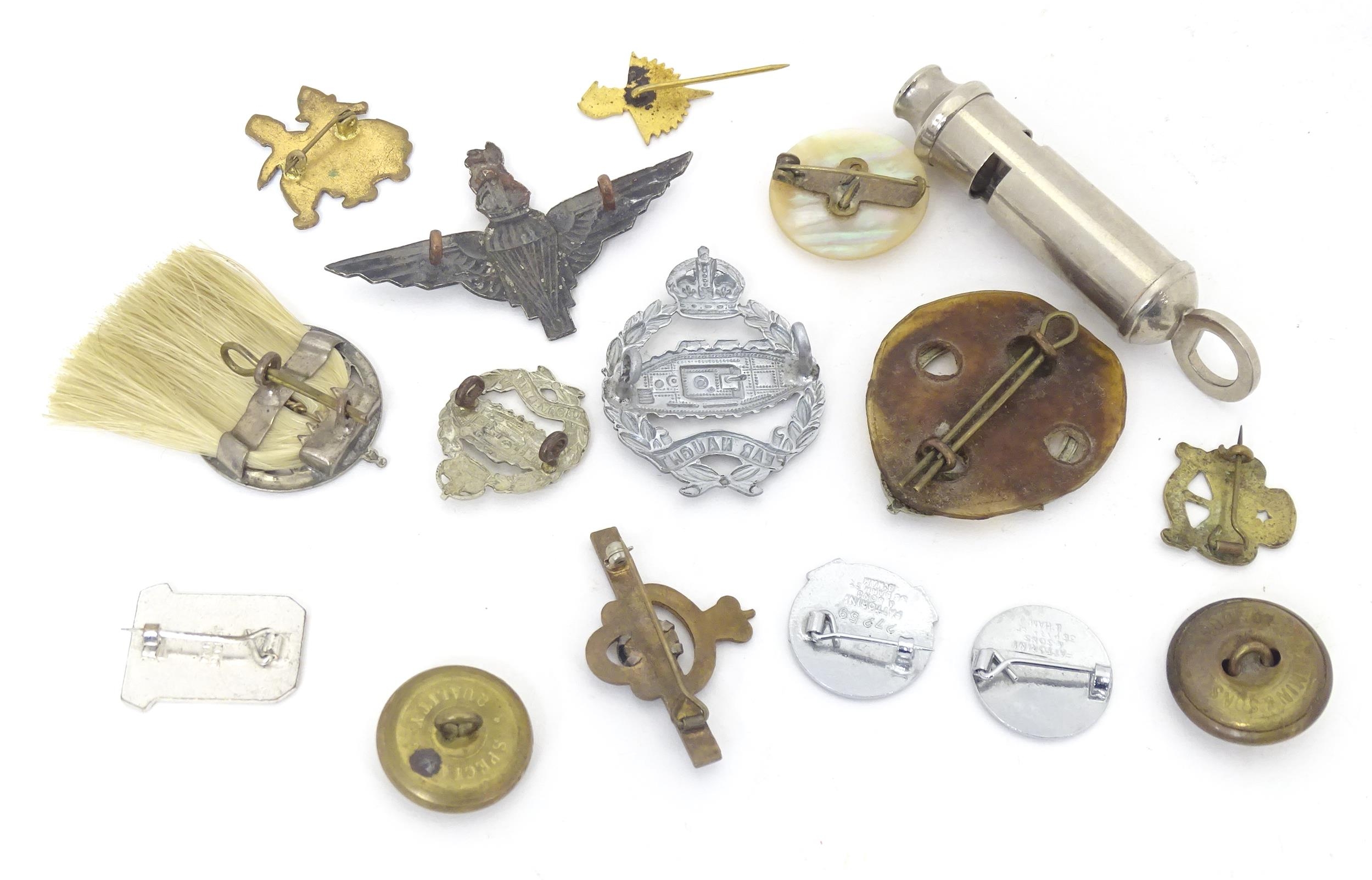 Militaria: a quantity of military and civilian pin badges, including a cWW2 Parachute Regiment cap - Image 2 of 9
