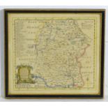 Map: An 18thC engraved map of Wiltshire, titled Wiltshire Divided into its Hundreds, after Emanuel