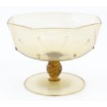 A Salviati Venetian Renaissance Revival glass pedestal bowl, the octagonal bowl with trailed