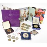 Coins: A quantity of assorted coins to include a George V 1935 'Rocking Horse' crown, a