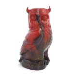 A Royal Doulton flambe veined model of an owl. Marked under. Approx. 11 3/4" high Please Note - we