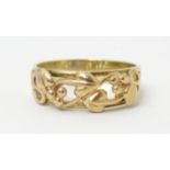 A Welsh 9ct gold Clogau ring with Art Nouveau style decoration. Ring size approx Q 1/2 Please Note -