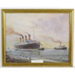 After Edward D Walker (1937-2017), Colour print, Titanic leaving Belfast for sea trials, 2nd April
