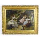 Manner of Arthur John Elsley (1861-1952), Early 20th century, Overpainted print in oils, Story Time,