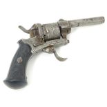 Militaria / Arms & Armour : a 19thC Belgian 15mm pinfire pocket revolver, 3 1/4" barrel, the