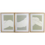 After Sheila Oliner, (1930-2020), Limited edition (11/30) triptych of lithographs in three frames,