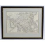 Map: An engraved map of Asia with territorial boundaries, after Sidney Hall. Approx. 10" x 15"