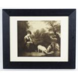 After Thomas Gainsborough (1727-1788), 20th century, Lithograph, Girl Feeding Pigs. Approx. 10 1/