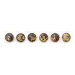 Six gilt metal buttons depicting various portraits of ladies to include Georgiana Cavendish - The