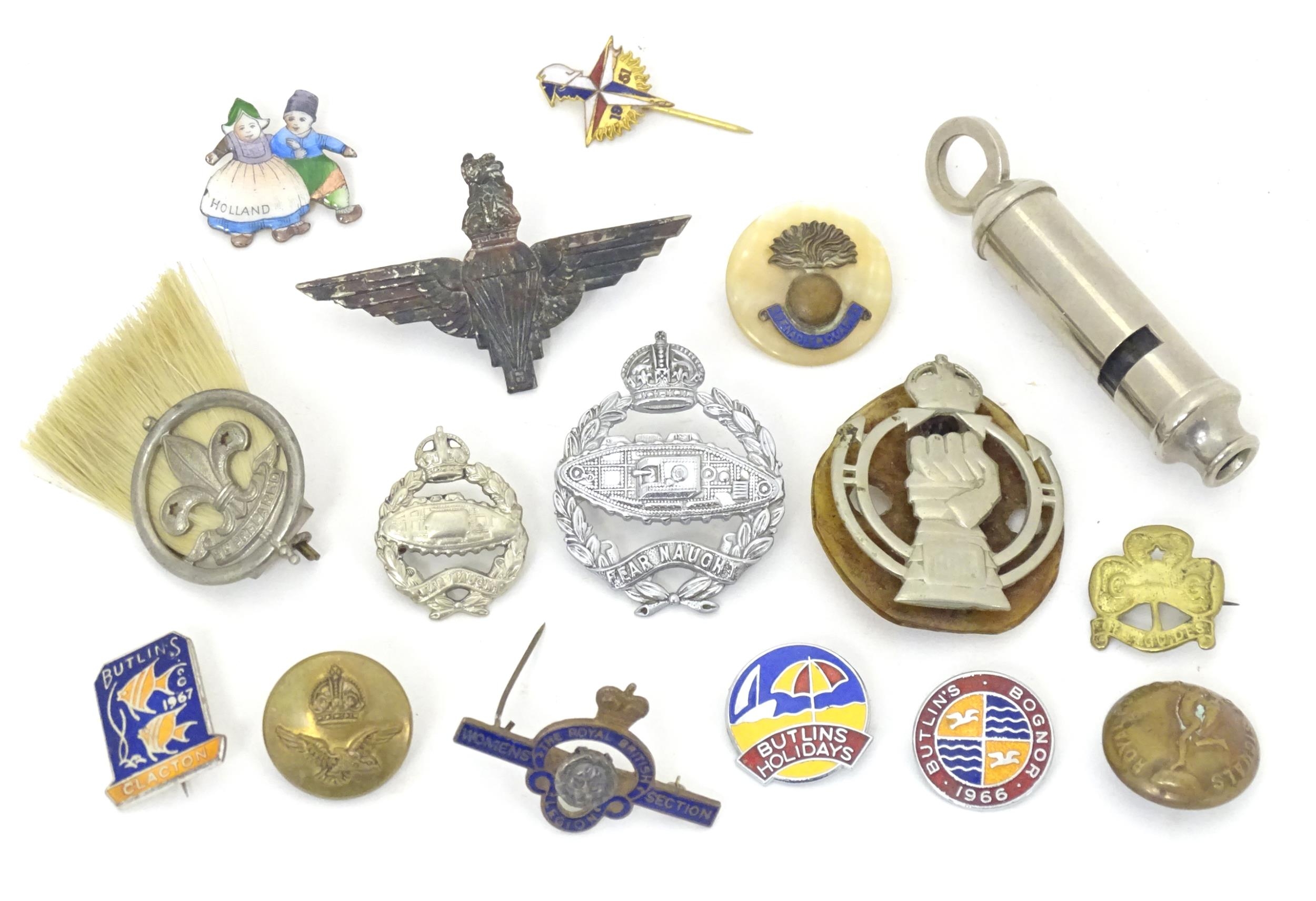 Militaria: a quantity of military and civilian pin badges, including a cWW2 Parachute Regiment cap - Image 3 of 9