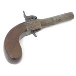 Militaria / Arms & Armour : a 19thC English percussion muzzle loading pocket pistol, 3 3/8" barrel