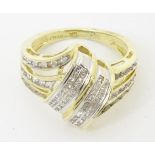 A Continental 14k gold ring set with a profusion of diamonds . Ring size approx N 1/2 Please