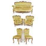 An early / mid 20thC Epstein five piece suite comprising a sofa, two armchairs and two side