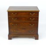 A mid 18thC mahogany chest of drawers, having a moulded, crossbanded top above four long graduated