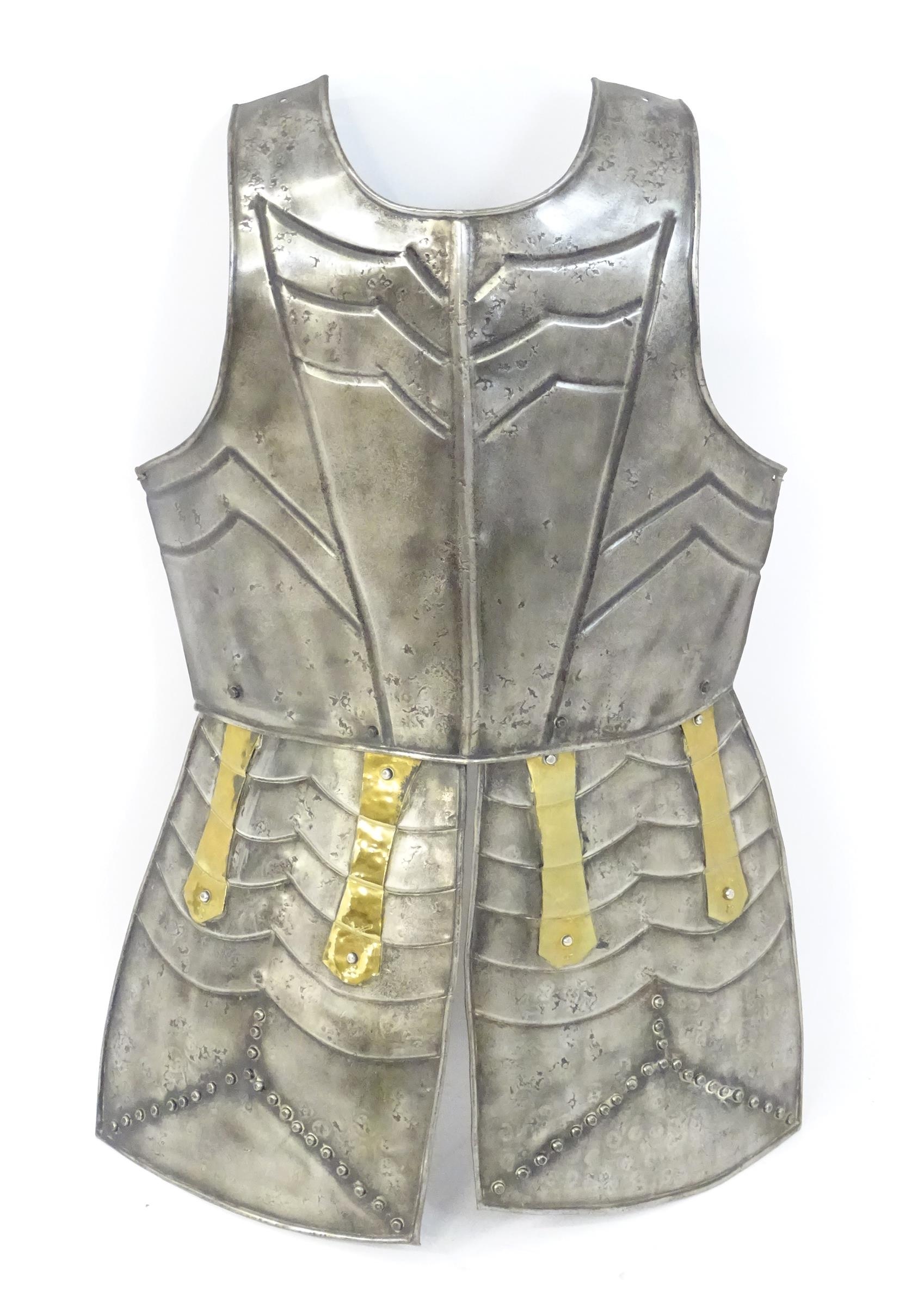 Militaria: 20thC medieval style display armour, comprising breastplate and tasset, constructed