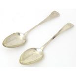 Two Geo III silver tablespoons, one hallmarked Newcastle 1815, maker George Murray, the other
