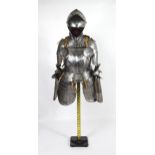 Militaria: a 20thC medieval style display half suit of armour, constructed from articulated steel