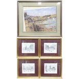 Four signed limited edition lithographs depicting English city street scenes after Arthur Delaney.