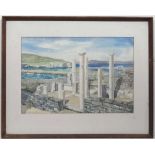 Howard Bowen, 20th century, Greek School, Pencil and watercolour, Ruins at Pigadia Karpathos,