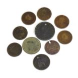 Assorted coins, comprising a George III 1806 cartwheel penny, George IV 1895 half penny, three Queen