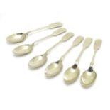 A set of 6 silver plate fiddle pattern teaspoons stamped with retailer details for David Lloyd