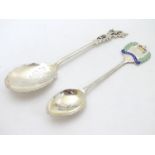 A silver commemorative teaspoon for ' the Queens Silver Jubilee 1977' with enamel decoration and