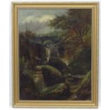 W. Glenthorp, XIX, Scottish School, Oil on canvas, A figure fishing in the rapids below a stone arch