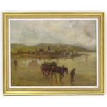 George Aikman (1830-1905), Oil on canvas, Ravenglass, Cumberland, Figures with a horse and cart with