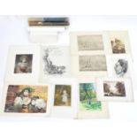 A large quantity of watercolours, prints, posters, etc. To include an etching after Axel Hermann