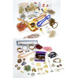 A quantity of assorted costume jewellery to include various necklaces, bracelets, clip earrings,