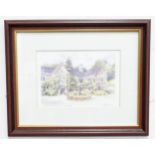 A signed colour print by Patrick King depicting Lewtrenchard Manor near Tavistock, Devon. Signed and