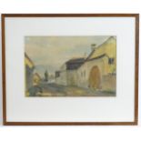 Istvan Faith, 20th century, Hungarian School, Watercolour, Saxon Houses, A street scene with