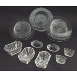 Assorted glassware to include cut glass table salts, glass dishes, etc. Please Note - we do not make