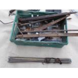 A quantity of gate and door fittings, including 19thC wrought iron strap hinges , together with