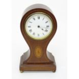 A baloon shaped mantel clock in inlaid case with movement signed R & Co ( Richard & Co) , made in