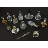 A quantity of assorted glass and crystal scent / perfume bottles to include an example by Orrefors