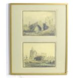 19th century, English School, Pencil, watercolour and wash, Two views framed as one, A view of